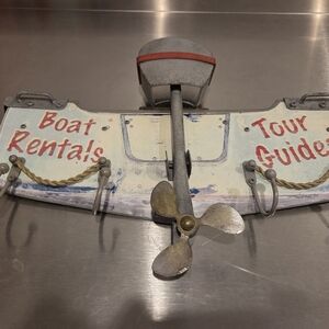 Boat Rentals Wall Hook Rack in Cream and Red - Nautical Home Accent